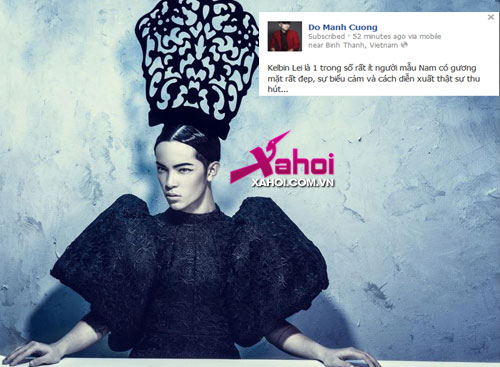 Mẫu nam trong diện váy mà Đỗ Mạnh Cường thiết kế.