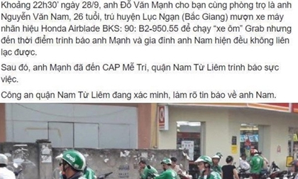 Sự thực về tài xế Grab ở Hà Nội mất tích nhiều ngày Sự thực về tài xế Grab ở Hà Nội mất tích nhiều ngày