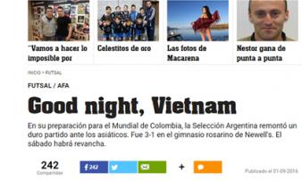 Báo thể thao hàng đầu Argentina ca ngợi ĐT futsal Việt Nam Báo thể thao hàng đầu Argentina ca ngợi ĐT futsal Việt Nam