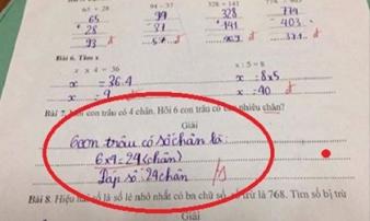 Giáo viên chấm bài “6x4=24“ là sai, các mẹ “nổi đóa“ tranh cãi Giáo viên chấm bài “6x4=24“ là sai, các mẹ “nổi đóa“ tranh cãi