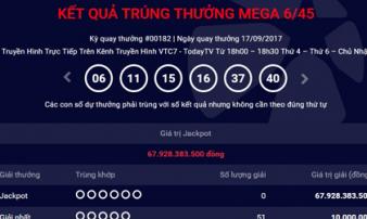 Kết quả Vietlott ngày 17.9: Người chơi vẫn “vô duyên” với giải Jackpo 67 tỷ đồng Kết quả Vietlott ngày 17.9: Người chơi vẫn “vô duyên” với giải Jackpo 67 tỷ đồng