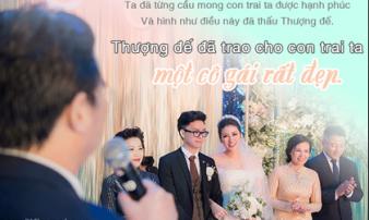 Xúc động lời mẹ chồng, bố chồng sao Việt dặn dò khiến con dâu bật khóc ngày về chung nhà Xúc động lời mẹ chồng, bố chồng sao Việt dặn dò khiến con dâu bật khóc ngày về chung nhà