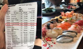 Khách 'tố' đi ăn sushi 7 triệu, riêng tiền trà 1 triệu: Nhân Sushi Kim Mã phản ứng bất ngờ Khách 'tố' đi ăn sushi 7 triệu, riêng tiền trà 1 triệu: Nhân Sushi Kim Mã phản ứng bất ngờ