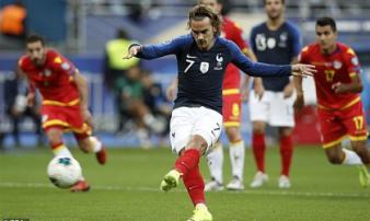 Griezmann đá hỏng 11m, Pháp vẫn thắng dễ Andorra Griezmann đá hỏng 11m, Pháp vẫn thắng dễ Andorra