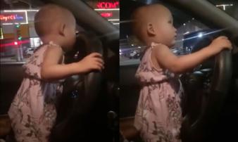Truy tìm lái xe cho bé gái cầm vô lăng lái xe đi chơi Trung thu Truy tìm lái xe cho bé gái cầm vô lăng lái xe đi chơi Trung thu