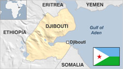 Bản đồ vị trí Djibouti tại vùng Sừng châu Phi. Đồ họa: BBC