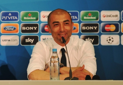 MUNICH, GERMANY - MAY 19:  In this handout image provided by UEFA, Roberto Di Matteo interim manager of Chelsea looks on at the post match press conference after UEFA Champions League Final between FC Bayern Muenchen and Chelsea at the Fussball Arena München on May 19, 2012 in Munich, Germany.