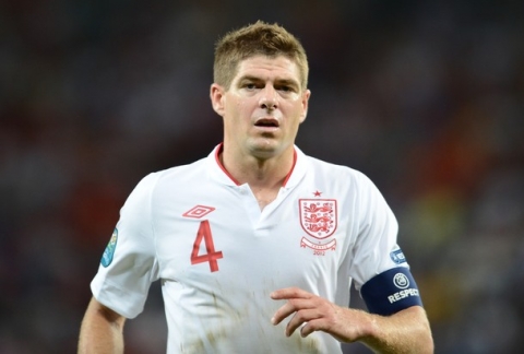 English midfielder Steven Gerrard looks on during the Euro 2012 championships football match France vs England on June 11, 2012 at the Donbass Arena in Donetsk.