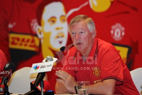 Manchester United manager Alex Ferguson speaks during a press conference at a hotel in Shanghai on July 23, 2012. Man United arrived in China as part of their pre-season tour and will play the Shanghai Shenhua on July 25, the club that recently signed Chelsea Champions League hero Didier Drogba.