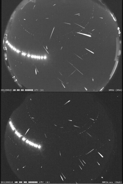 Mưa sao băng Perseid qua ống kính thiên văn tại Trung tâm vũ trụ Marshall ở Hunstville, Mỹ.