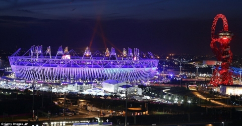 Sight for sore eyes: The Olympic Park was lit up for the closing ceremony