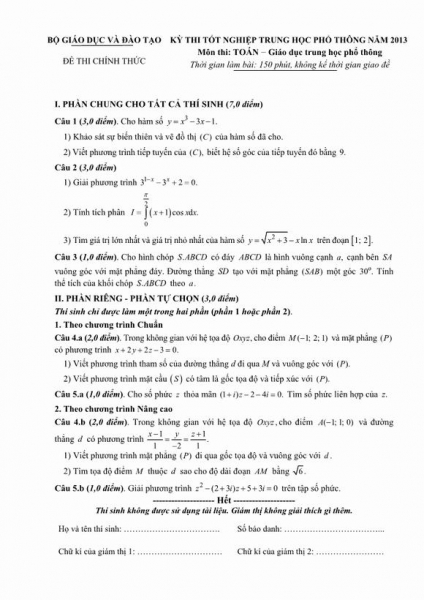 de thi mon toan tot nghiep THPT, de thi toan tot nghiep 2014, dap an mon toan tot nghiep THPT, dap an mon toan, thi tot nghiep THPT, tot nghiep THPT 2014,tin,bao