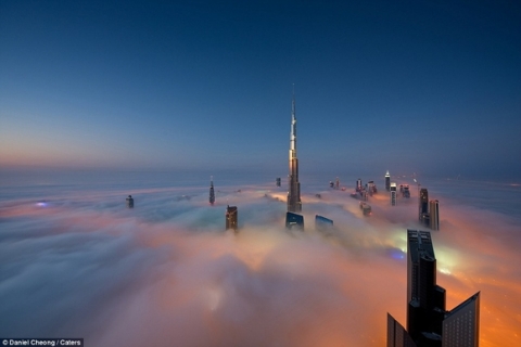 dubai, toa nha Burj Khalifa, ngam toa nha cao nhat the gioi, may troi tuyet dep, du lich, diem du lich doc dao
