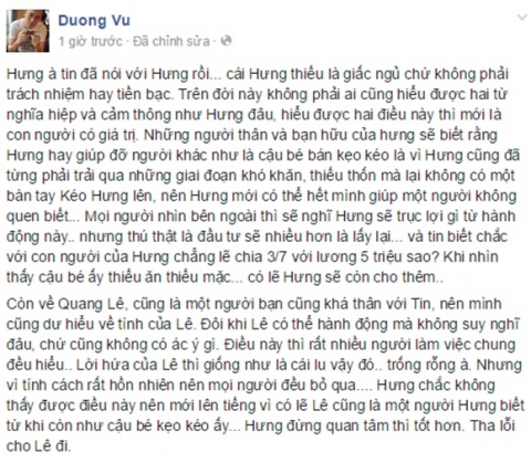 Sao Việt lên tiếng bênh vực Đàm Vĩnh Hưng trước scandal với Quang Lê 6