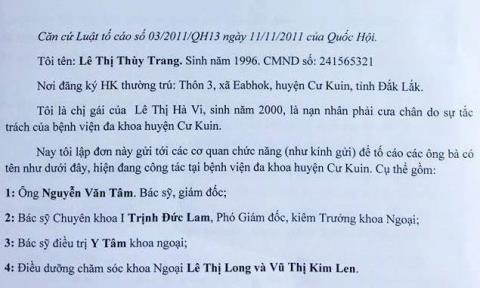 Vụ nữ sinh bị cưa chân: Gia đình đề nghị khởi tố bác sĩ tắc trách