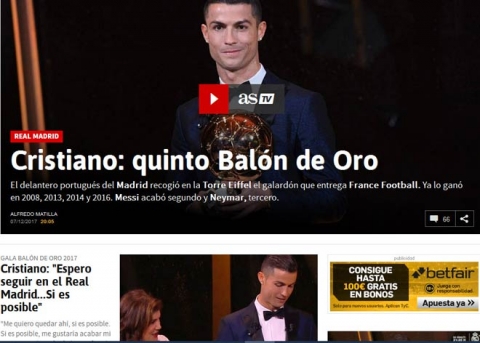 Báo chí thế giới “quỳ rạp” trước Ronaldo 5 Quả bóng Vàng - 3