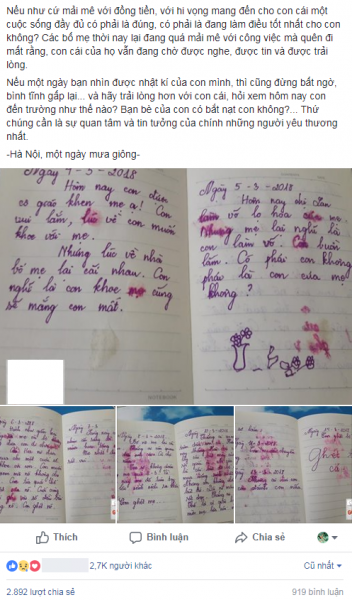 Con không phải là con mẹ, phải không? - cuốn nhật ký nhòe nước mắt của bé gái lớp 5 khiến các bậc cha mẹ sững sờ