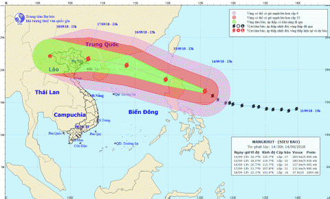 Khẩn: Siêu bão Mangkhut gây sóng cao 14m, ảnh hưởng 27 tỉnh