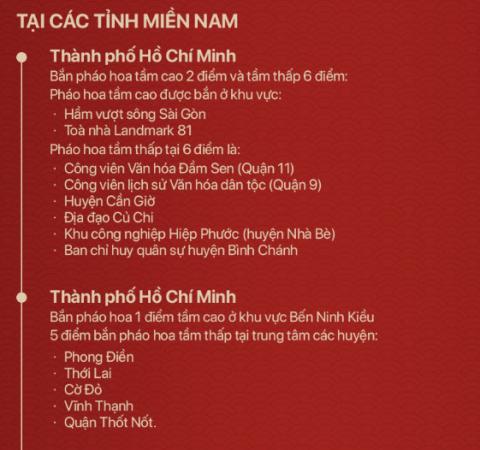 Những địa điểm người dân cả nước có thể xem bắn pháo hoa đêm giao thừa Tết Kỷ Hợi 2019