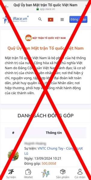 Một số trang giả mạo tiếp nhận ủng hộ đồng bào bị ảnh hưởng bởi cơn bão số 3.