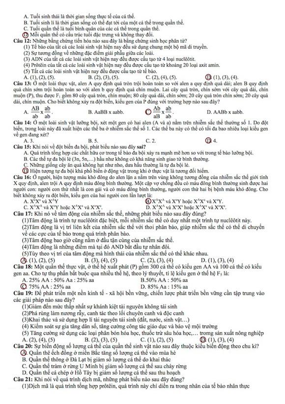Gợi ý giải đề thi tốt nghiệp THPT môn Sinh học 2014 (ĐÃ CÓ ĐỀ CHÍNH THỨC) de thi mon sinh hoc tot nghiep THPT, de thi sinh hoc tot nghiep 2014, dap an mon sinh tot nghiep THPT, dap an mon sinh hoc, thi tot nghiep THPT, tot nghiep THPT 2014