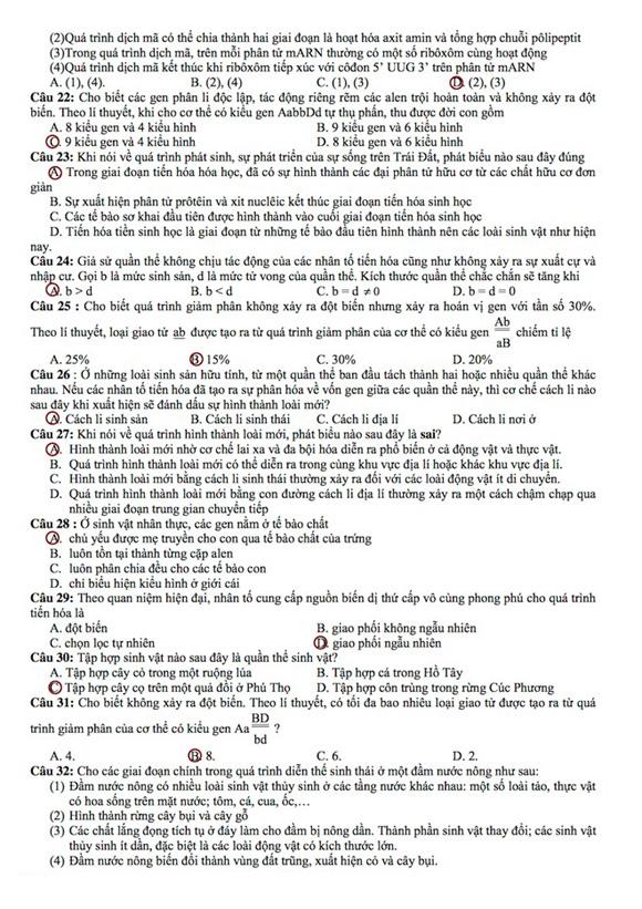 Gợi ý giải đề thi tốt nghiệp THPT môn Sinh học 2014 (ĐÃ CÓ ĐỀ CHÍNH THỨC) de thi mon sinh hoc tot nghiep THPT, de thi sinh hoc tot nghiep 2014, dap an mon sinh tot nghiep THPT, dap an mon sinh hoc, thi tot nghiep THPT, tot nghiep THPT 2014