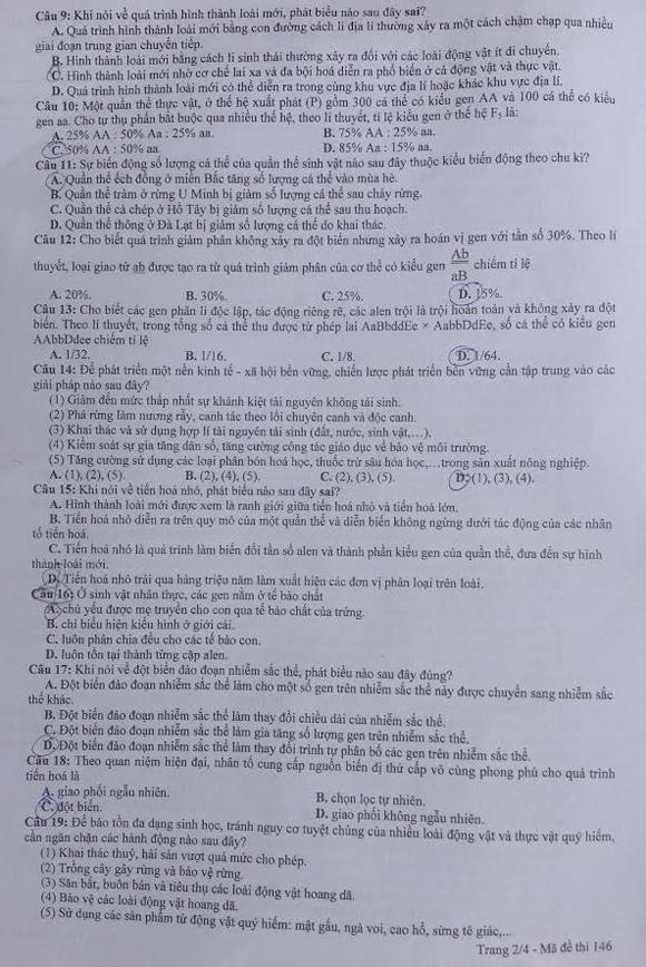 Gợi ý giải đề thi tốt nghiệp THPT môn Sinh học 2014 (ĐÃ CÓ ĐỀ CHÍNH THỨC) de thi mon sinh hoc tot nghiep THPT, de thi sinh hoc tot nghiep 2014, dap an mon sinh tot nghiep THPT, dap an mon sinh hoc, thi tot nghiep THPT, tot nghiep THPT 2014