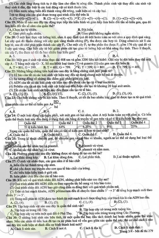 Gợi ý giải đề thi tốt nghiệp THPT môn Sinh học 2014 (ĐÃ CÓ ĐỀ CHÍNH THỨC) de thi mon sinh hoc tot nghiep THPT, de thi sinh hoc tot nghiep 2014, dap an mon sinh tot nghiep THPT, dap an mon sinh hoc, thi tot nghiep THPT, tot nghiep THPT 2014