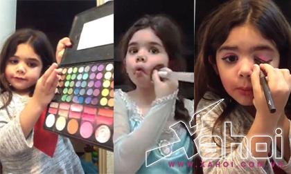 Tuyệt chiêu make up như thiên thần của cô bé 5 tuổi make up, lam dep, co gai 5 tuoi day lam dep,