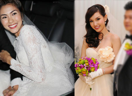 Sao Việt chơi lớn chọn mẫu váy cưới màu nổi cho ngày trọng đại