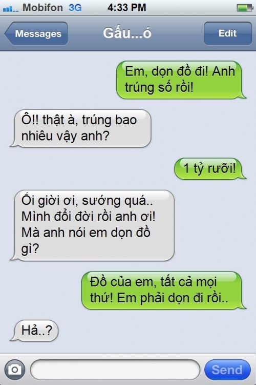 Cười bể bụng với tin nhắn chế hài hước (P16) Cười bể bụng với tin nhắn chế hài hước (P16)