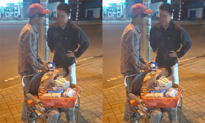 Bé trai bị ép giả bại não, bán hàng rong