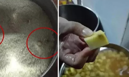 Trường mẫu giáo cho trẻ ăn cơm mốc, khoai tây mọc mầm, dầu ăn bẩn
