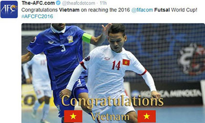 FIFA chúc mừng ĐT futsal Việt Nam giành vé World Cup