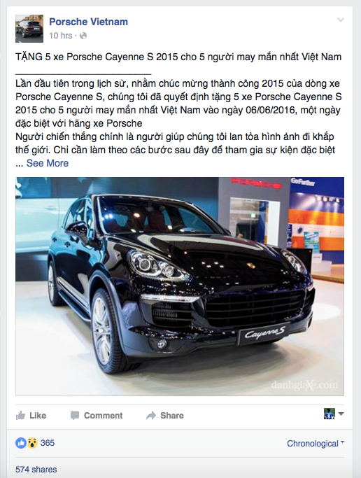 Lừa đảo trúng xe SH, Vespa trên Facebook