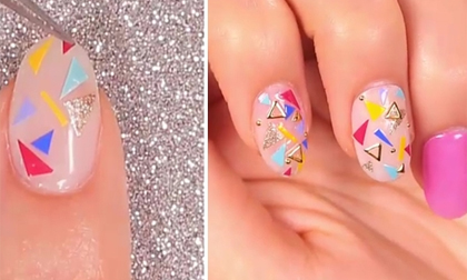 Rực rỡ cuối tuần với nail họa tiết tam giác lạ mắt