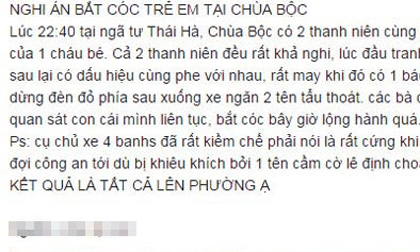Xôn xao 'nghi án' bắt cóc trẻ em tại phố Chùa Bộc tối 22/8 bị tung lên mạng