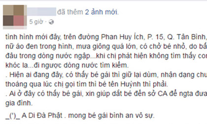Người mẹ hớt hải lội nước ngập tìm con bị thất lạc trong trận mưa kinh hoàng ở Sài Gòn