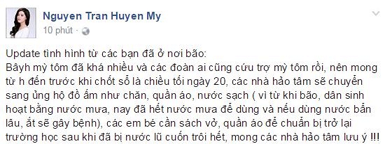 Á hậu Huyền My ủng hộ miền Trung  1