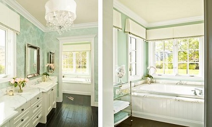 Trang trí giấy dán tường cho phòng tắm hiện đại