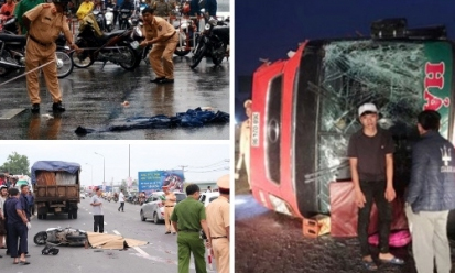 Tin tai nạn giao thông ngày 16/1: Lật xe khách, 14 người nhập viện