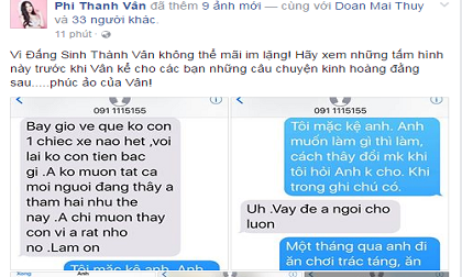 Phi Thanh Vân tung ảnh, tin nhắn chồng đập phá, đe dọa đốt nhà