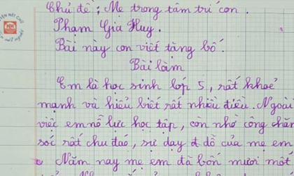 Bài văn tả mẹ nhưng lại ra bố của bé lớp 5 khiến ai cũng nghẹn ngào