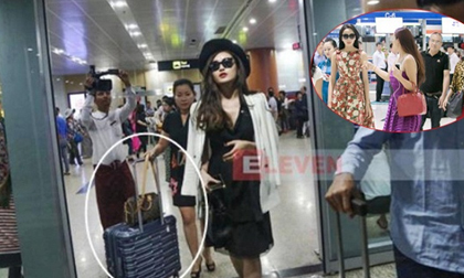 Sau Kỳ Duyên, đến lượt Huyền My bị chỉ trích vì để mẹ xách đồ tại sân bay