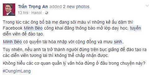 Minh Beo bi phan doi khi tuyen sinh dao tao dien vien hinh anh 2
