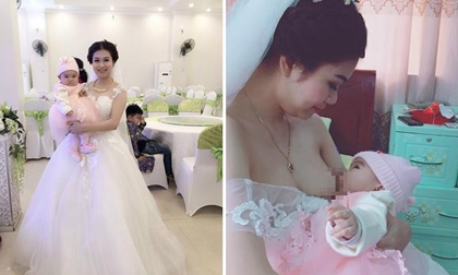 Cô dâu cho con bú trong ngày cưới khiến dân mạng xôn xao