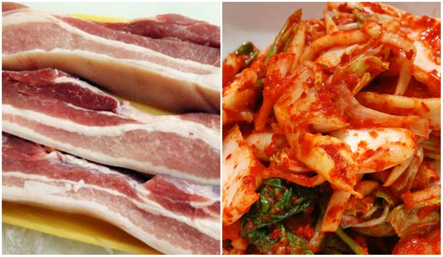 Thịt lợn xào kim chi mà ăn kèm cơm nóng thì ngon 