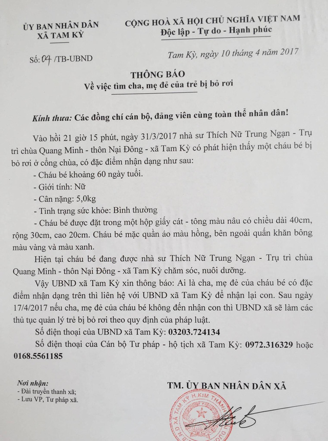 Vụ bé gái 2 tháng tuổi bị bỏ rơi trước cổng chùa: Đã có người xin nhận bé về nuôi - Ảnh 2.