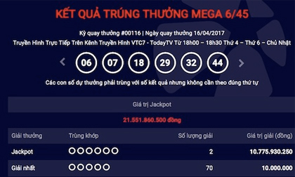 Xổ số Vietlott: Lại có 2 người chia nhau giải jackpot “khủng”