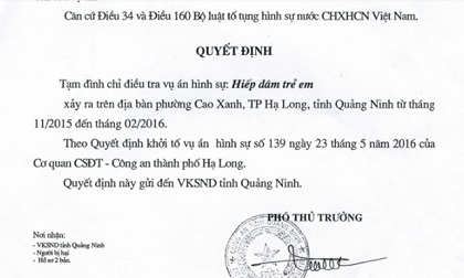 Bé gái tố bị ông tổ trưởng hiếp dâm: Nghi án có nguy cơ bị chìm xuồng?